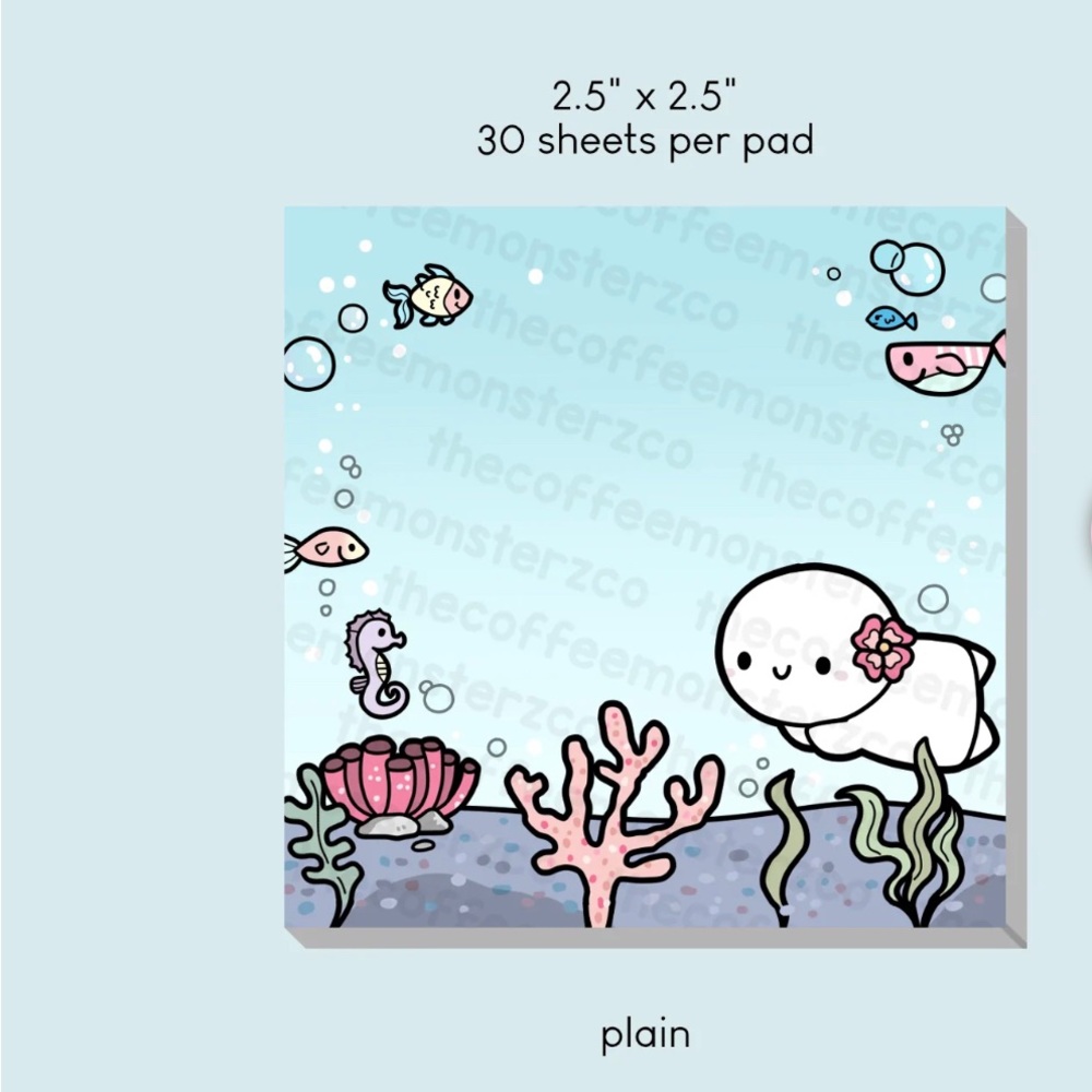 🆕 TheCoffeeMonsterzCo Biomes Sticky Notes - ocean
